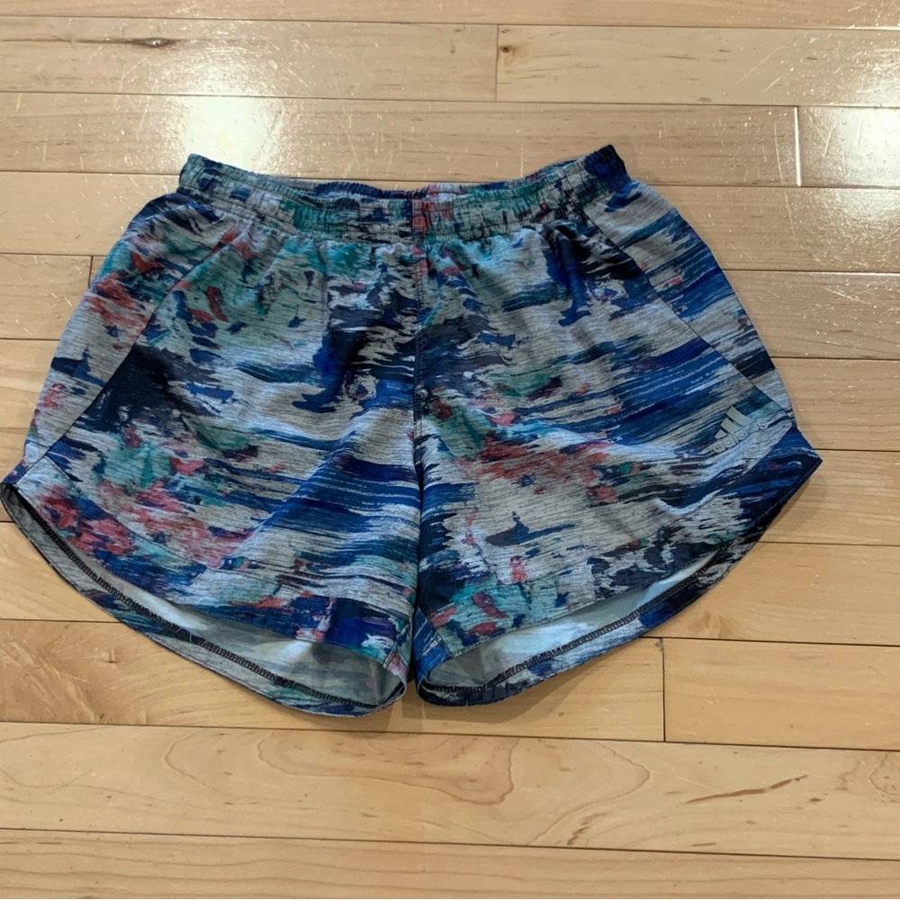 Adidas youth girls size large 14 gray blue running shorts
